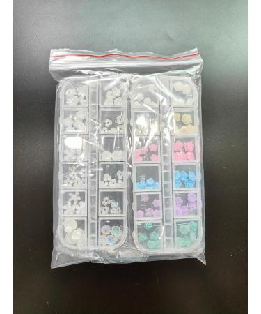 Ebanku 3D Acrylic Flower Nail Art - Five-Leaf White Flower Gems & Pearl Glitter for Stunning Nail Decorations - Buy Online on GoSupps.com