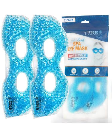 USA Merchant - 2 Redesigned Therapeutic Spa Gel Bead Eye Masks - Hot/Cold Reusable Ice Packs with Flexible Beads - Compress Therapy for Puffy Eyes Dark Circles Headaches Migraines Stress Relief Blue