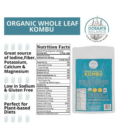 Organic Whole Leaf Kombu & Seaweed Salad Mix - Atlantic Sea Vegetables for Keto, Paleo, Vegan Diets - Gluten-Free - 1oz Bag - Buy Online on GoSupps.com