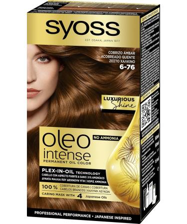 Schwarzkopf Syoss Oleo Intense Hair Dye 100 pure oils 0 ammonia 676 warm copper 3 pieces - Buy Online on GoSupps.com