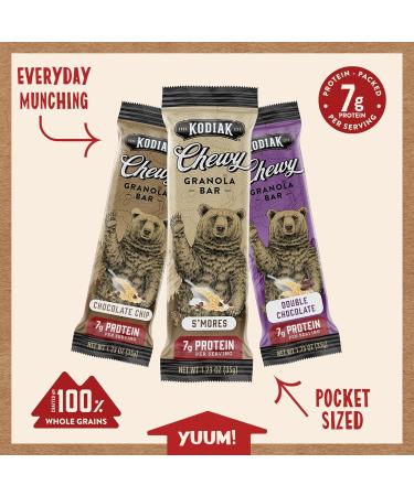 Kodiak Cakes Chewy Granola Protein Snack Bars Chocolate Chip Double Chocolate High Protein 100% Whole Grains - 6.17 Oz - Pack Of 4 - Buy Online on GoSupps.com