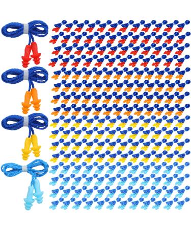 Xuhal 200 Pairs Corded Ear Plugs Bulk  Silicone Hearing Protection Ear Plugs for Shooting Reusable Individually Wrapped Soft Kids Adults Noise Cancelling Earplugs for Work Sleeping Swimming  4 Colors