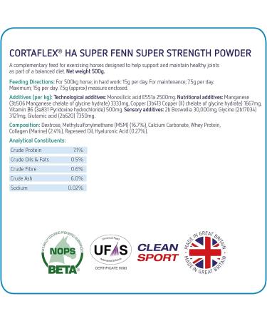 Equine America Cortaflex HA Super Fenn Super Strong Powder | Premium Ready for Use of Horse & Pony Supplement | Supports Optimal Joint Mobility and Recovery | 500g - Buy Online on GoSupps.com