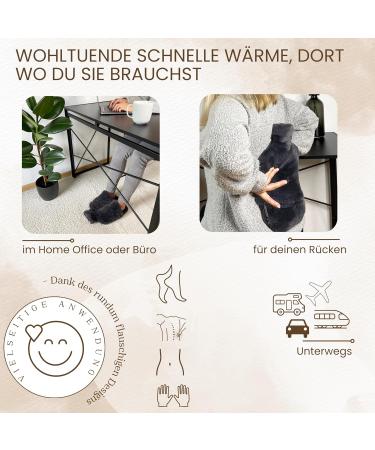 Belund. Premium Foot Warmers - Extra Thick Plush Cover 2-in-1 Bed & Foot Heat Bottle No Electricity Needed Super Fluffy Hot Water Bottle in Anthracite - Buy Online on GoSupps.com