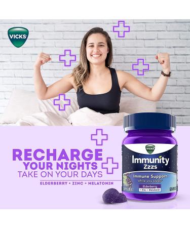 Vicks Immunity ZZZs Elderberry, Melatonin & Zinc Gummies - Immune Support & Natural Sleep Aid - Buy Online on GoSupps.com