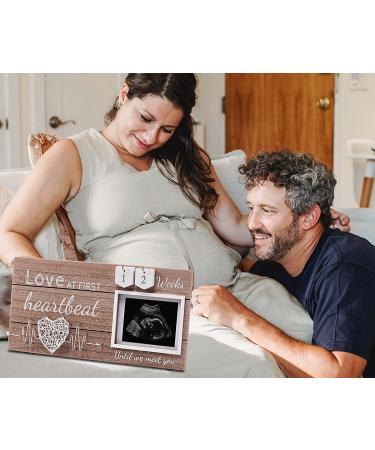 Love at First Sight Sonogram Picture Frame for Baby Girl Room - Gender Reveal and Baby Shower Gift for First Time Moms - 4x3 Ultrasound Frame with Countdown Weeks Design - Buy Online on GoSupps.com