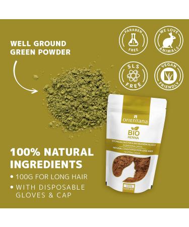 Orientana Organic Henna for Long Hair - 100% Natural Herbal Rinse | Strengthen & Nourish with 100g Powder - Buy Online on GoSupps.com
