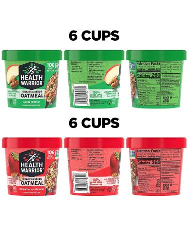 Quaker Health Warrior Grains & Seeds Oatmeal Variety Pack - 2 Flavor, 2.11 Oz Cups (Pack of 12) - Buy Online on GoSupps.com