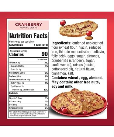 Nonni's THINaddictives Almond Cranberry Biscotti Cookies 4.4oz 6 Pack - Buy Online on GoSupps.com