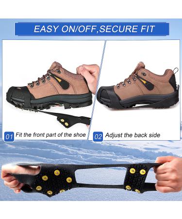 Ice Snow Cleats 10-Stud Rubber Crampons Anti Slip for Shoes & Boots - Men, Women, Kids - Size Large (7-9.5 Men/8.5-11 Women) - Buy Online on GoSupps.com