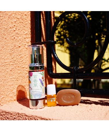 Hyakkaso Hyaluronic Acid Herbal Serum & Mini Toner Soap Set High Moisturizing Acne Care | Japanese Skincare 30ml - Buy Online on GoSupps.com