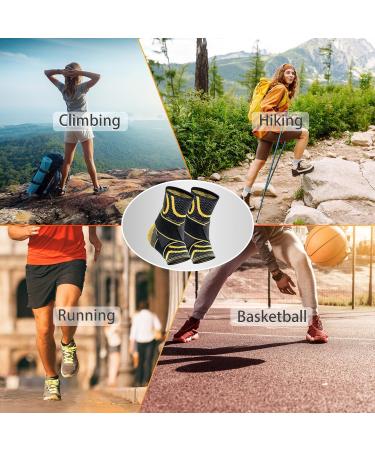 Ankle Brace Pair for Plantar Fasciitis & Sprained Ankle | Copper Infused Compression Support Sleeves for Men & Women - Large - Buy Online on GoSupps.com