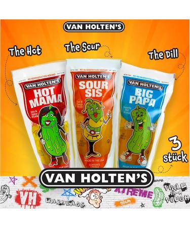 Van Holten Pickle Pouch Set - Hot Mama Big Papa & Sour Sis Pickles (3 Pack) | Sour Cucumber Mix for International Shipping - Buy Online on GoSupps.com