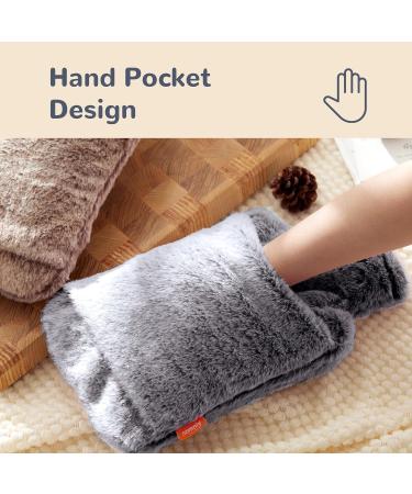 Samply 2L Hot Water Bottle with Premium Faux Fur Cover - Heat Therapy for Menstrual Cramps & Pain Relief - Gray - Buy Online on GoSupps.com