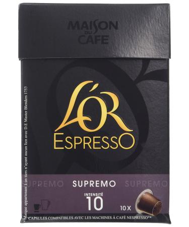 L'OR ESPRESSO Supremo 10 capsules compatible with Nespresso coffee machines - Pack of 4 (40 capsules)