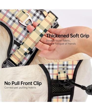 Nestroad Large Dog Harness & Leash Set - Beige Checkered Custom Fit for Dogs (Neck 38-48cm Chest 48-74cm) - Safety Belt for Car Travel - Buy Online on GoSupps.com