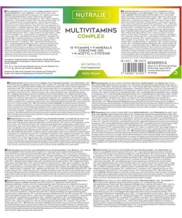 MULTIVITAMINS and Minerals - Multi Complete Vitamins for Adults Men and Women - Vitamins A B C D E K Zinc Magnesium Biotin and Q10 | 60 Organic Vegan Capsules NUTRALIE - Buy Online on GoSupps.com
