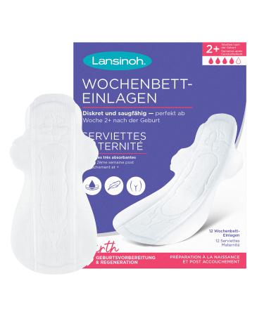 Lansinoh postpartum pads - 12 pieces - super thin & absorbent - from week 2+ after birth - Buy Online on GoSupps.com