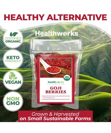 Healthworks Raw Goji Berries (8 oz) - Certified Organic, Sun-Dried, Keto, Vegan, Non-GMO - Ideal for Baking, Teas & Smoothies - Antioxidant Superfood - Buy Online on GoSupps.com