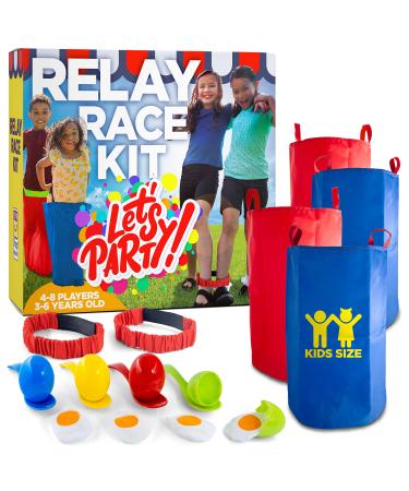Outdoor Games for Kids, 4 Player Outdoor Party Games, Potato Sack Race, Egg & Spoon Race, 3-Legged Relay Race, Outside Games for BBQ, Easter Games, Field Day, Birthday Party for Ages 3-6