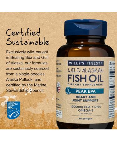 Buy Wiley's Finest Wild Alaskan Fish Oil Peak EPA 1000 mg - 30 Softgels | Omega-3 Supplement - Buy Online on GoSupps.com