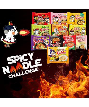 Budldak Ramen Hot and Spicy Noodles Variety Pack - 10 Flavors of Fire Instant Spicy Noodles Gift Snack Pack - Includes One Pair of Chopsticks and a Complimentary Choco Pie - Buy Online on GoSupps.com