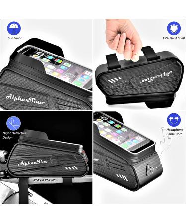 Alphantino Waterproof Large Bike Frame Bag - Military Grade Eva Front Frame Pouch for GPS, TPU Touch-Screen, Sun-Visor - Cycling Phone Holder - Buy Online on GoSupps.com