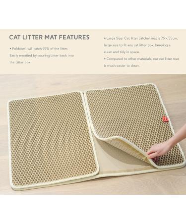 Premium XL Beige Cat Litter Mat - Double Layer Scatter Control & Waterproof - Buy Online on GoSupps.com
