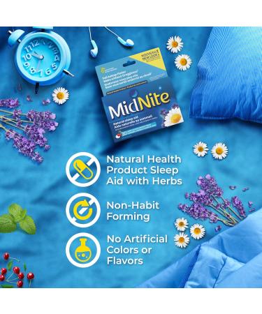 MidNite Natural Sleep Aid Chewable Tablets - Cherry Flavoured | Contains Melatonin Chamomile Lavender & Lemon Balm | Treatment for Occasional Sleeplessness | Non-habit Forming | 30 Tablets - Buy Online on GoSupps.com