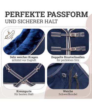 Esposita Champion Edition Sweat Ceiling with Fur Collar - Navy/Rose Gold 155cm | Luxury Fleece Show Blanket with Ornamental Piping - Buy Online on GoSupps.com