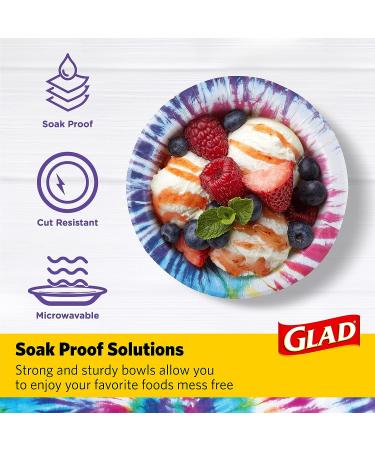 Glad Everyday Disposable Paper Bowls | Tie Dye Design | Soak & Cut-Proof | Microwaveable | Heavy Duty | 16 oz, 40 Count - Buy Online on GoSupps.com