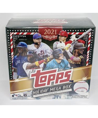 2021 Topps Holiday MLB Baseball Mega Box (100 Cards Total) One Relic or Autograph Per Box