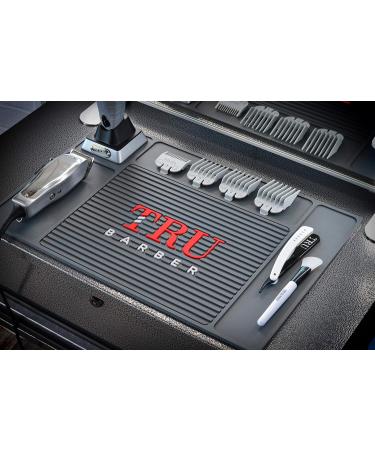 Tru Barber Organizer Mat 48.3 x 33 cm | Flexible Slip-Resistant PVC Mat for Hairdressing & Beauty Salons | Essential Tool Counter Mat for Clippers - Black - Buy Online on GoSupps.com