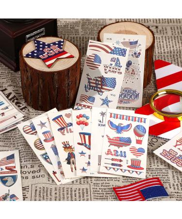 20 Sheets Patriotic Temporary Tattoos - Red White Blue 4th of July Stickers for Kids & Adults - Independence Day Design - Buy Online on GoSupps.com