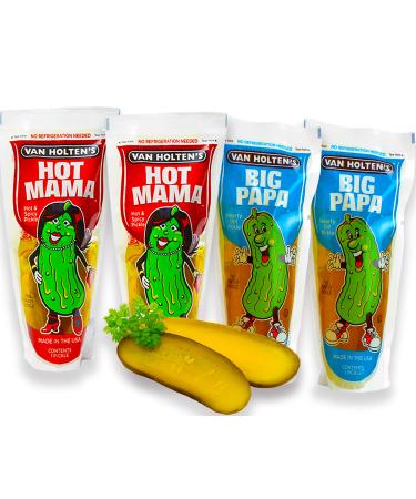 Van fetched pimple - acidic cucumber in Pouch Set with 2x Big Papa Pickle and 2x Hot Mama Pickle (pack of 4) sour pimple mix 4x papa - mom
