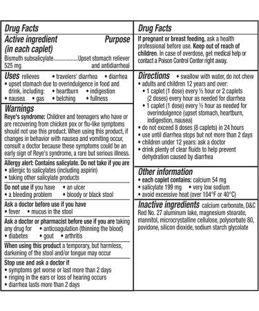Pepto Bismol ULTRA Caplets Upset Stomach Relief Nausea Relief Heartburn Relief Indigestion Relief Anti Diarrhea Medication for Adults - 5 Symptom Relief 48 ct (2x24 ct) 48 Count - Buy Online on GoSupps.com