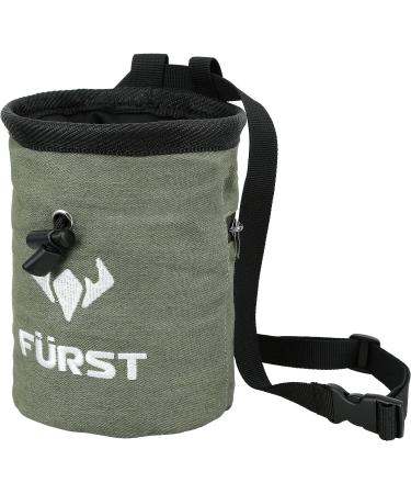 FURST Denim Chalk Bag with Zippered Pocket and Brush Loop - Light Green | Ideal for Rock Climbing, Bouldering, Gym, Crossfit, Lifting - Buy Online on GoSupps.com