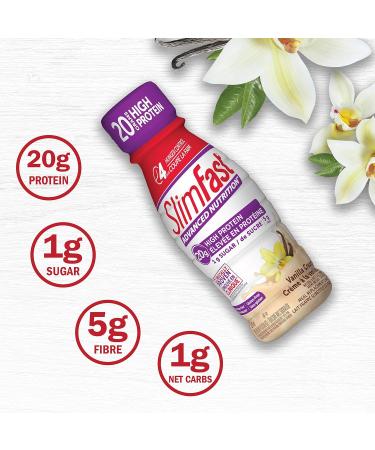 Slim Fast Advanced Nutrition Meal Replacement or Weight Loss Ready to Drink Shakes 20g High Protein Vanilla Cream Flavor ReadyTo Drink Gluten & Lactose Free 1 Box of 4 Bottles x 325ml - Buy Online on GoSupps.com