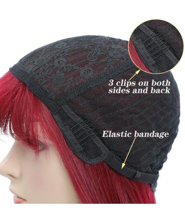 Seelaugh 75 cm Long Red Wig with Ponytail & Fringes Burgundy Synthetic Hair Wigs for Women - Buy Online on GoSupps.com