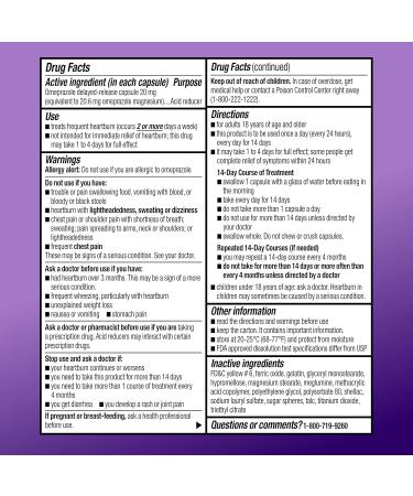 Amazon Basic Care Omeprazole 20mg Mini Capsules - 42 Count - Acid Reducer for Heartburn - 24HR Relief - Buy Online on GoSupps.com