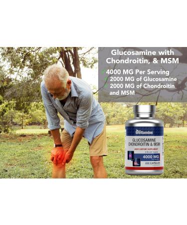 tnvitamins Glucosamine Chondroitin MSM Capsules 240 Count | 4 000 mg Per Serving | 2 000 mg Glucosamine Sulfate 2KCl + 2 000 mg MSM & Chondroitin Blend | Joint Support Supplement - Buy Online on GoSupps.com