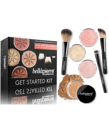 bellapierre Get Started Kit | Includes 2 Mineral Foundations  1 Blush  & 1 Bronzer | Mineral Makeup Essentials | Non-Toxic and Paraben Free | Oil and Cruelty Free | Long Lasting Formulas   Fair