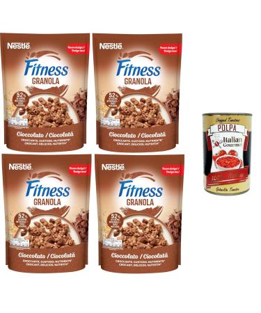 Nestlè Fitness Granola Cioccolato con Avena e Cereali Integrali Fitness Chocolate Muesli with Oats and Whole Grains 4 x 300 g + Italian Gourmet polpa 400 g