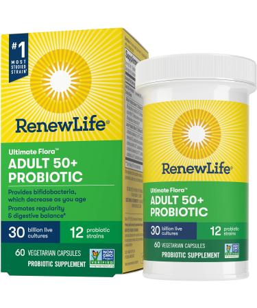 Renew Life Ultimate Flora Adult 50+ Probiotic 30 Billion Live Cultures 60 Vegetarian Capsules
