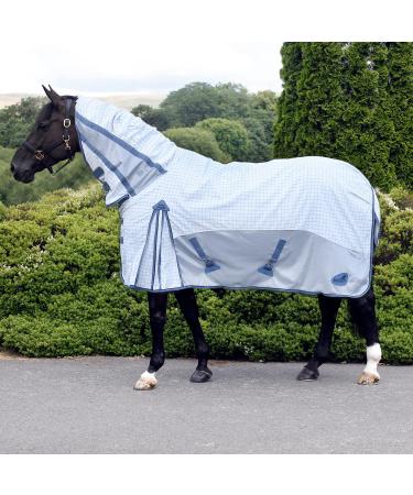 Masta Horse Fly Rug with Neck Combo - Summer Sheet Fieldmasta Rugs for Horses 600D Ripstop Upper Section Fabric Anti-Rub Lining Insects Flies Bug Protection - Silver Size 4ft 6inch 4'6" Silver