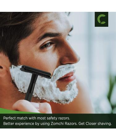 Black Stainless Steel Safety Razor with Base & 10 Blades | Eco-Friendly Double Edge Razor - Perfect for Sustainable Grooming - Buy Online on GoSupps.com