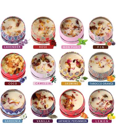 Soy Wax Scented Candles Gift Set with Petals & Essential Oils - 12 Fragrances for Stress Relief & Aromatherapy | Perfect for Bath, Yoga, Christmas & Mother's Day - Buy Online on GoSupps.com
