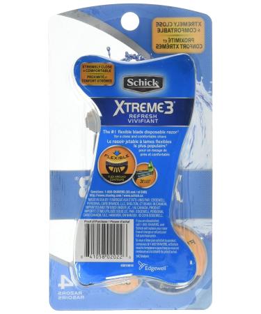 Schick Xtreme 3 Refresh Disposable Razor - Scented Handle, 4 Count, Pack of 2 - Buy Online on GoSupps.com