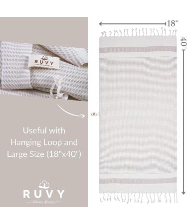 Ruvy Home Basics Turkish Hand Towels Set of 2 - 18x40 Cotton Bathroom & Kitchen Towels - Beige Modern | Perfect for Bathroom, Kitchen, Yoga, Gym - 2 Pack - Buy Online on GoSupps.com