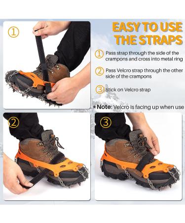 Miracol Ice Cleats 23-Spikes Snow Grips for Men Women Kids - Anti-Slip Traction Crampons for Hiking, Walking, Jogging - Medium Size, Orange - Buy Online on GoSupps.com